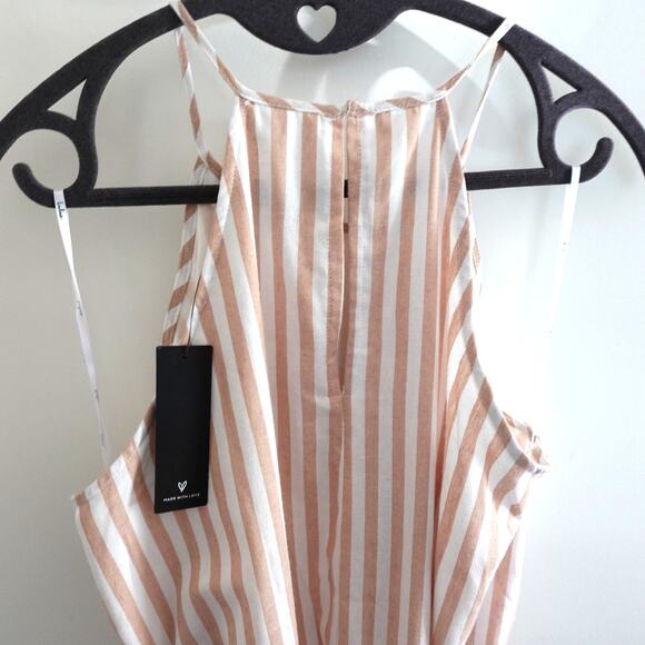 NWT Lulus Beach Town Bound Ivory Striped Pleated Midi Dress Drop Waist sz L - Picture 8 of 9